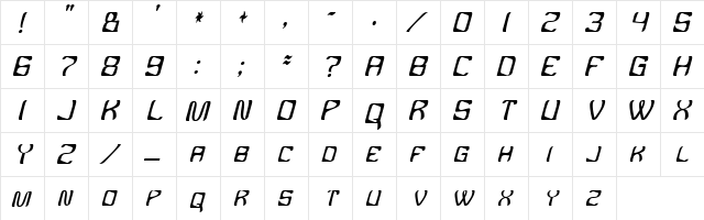 YBandTuner Regular  glyph index