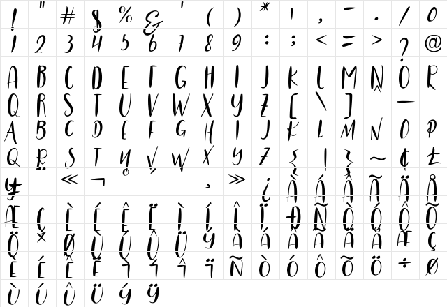 LITTLE STAR Bold  glyph index