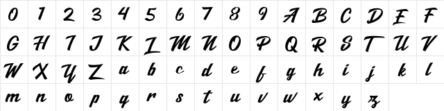 Salikin Regular  glyph index
