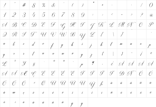 Darleston Regular  glyph index