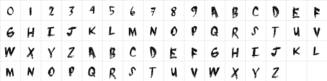 BrushGrunge Regular  glyph index