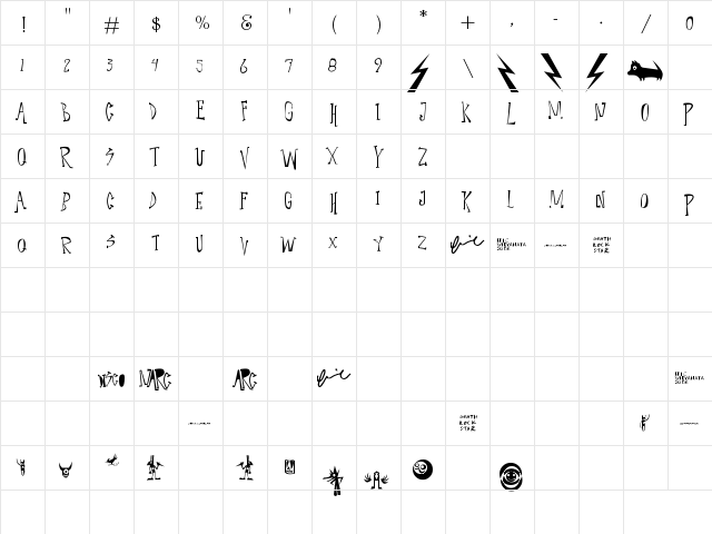 Narcoleptic Dance Dance  glyph index