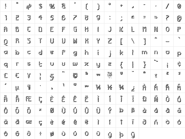 Futurex Roughly Sliced Regular  glyph index
