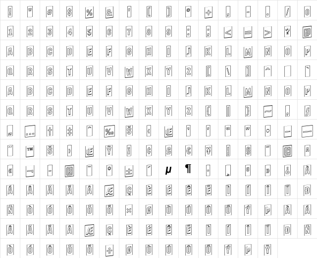 a_MeccanoCmOtlUp Regular  glyph index
