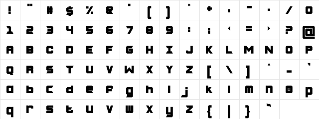 CHARRED ZARD Clean Regular  glyph index