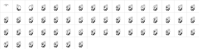 KR Hunnybee Regular  glyph index