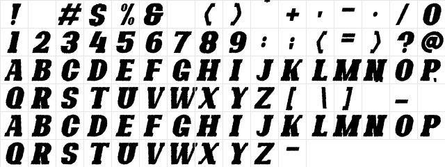 Bonaro Rough Italic Demo Rough Italic  glyph index