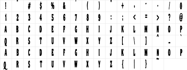 VTC NightOfTheStretchedDead Regular  glyph index