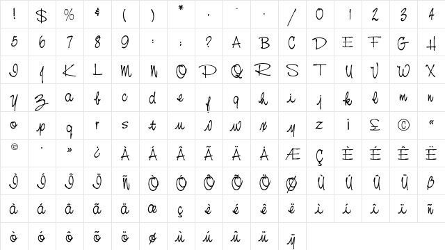 NevisionCasualEF Regular  glyph index