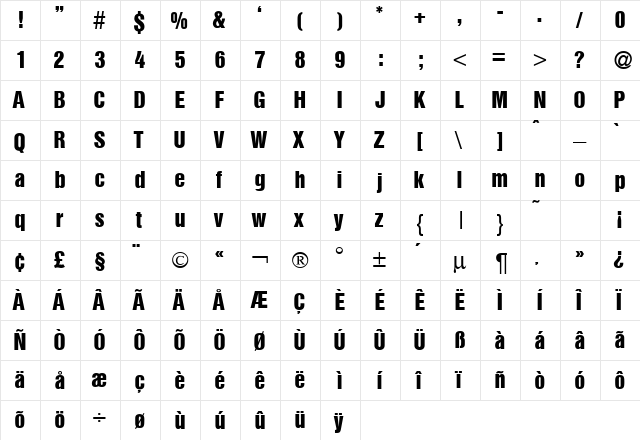 HelbaInseratDB Normal  glyph index