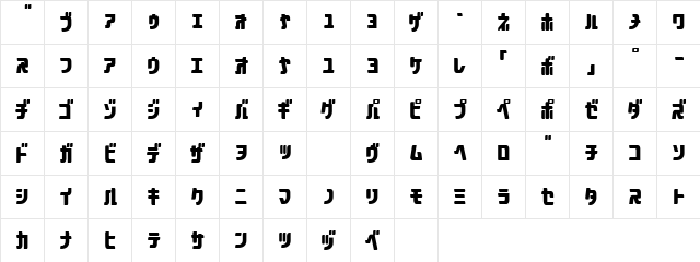 aquasky 2.0KAT Regular  glyph index
