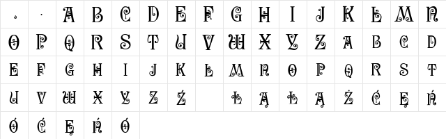 SecesjaP Normal  glyph index