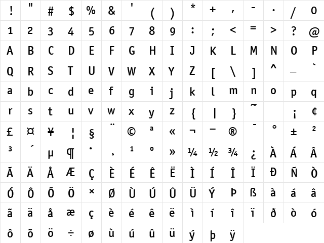 OfficinaSanOSITCTT Medium  glyph index