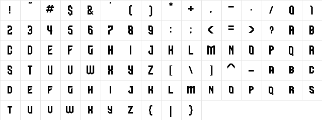 BOSTON CAPS Regular  glyph index