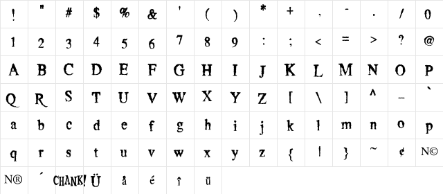 Crusti Er  glyph index