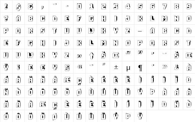 a_Simpler3DRgh Regular  glyph index
