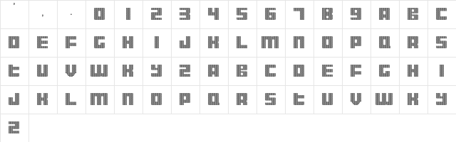 Display Gothic D Regular  glyph index