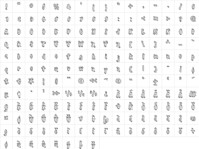 ElliottsTyphpoidMThrDLight Regular  glyph index