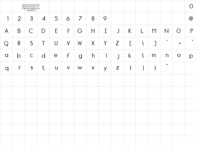 Normafixed Tryout Regular  glyph index