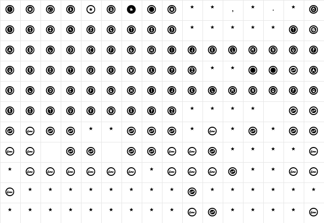 Dialtone Regular  glyph index