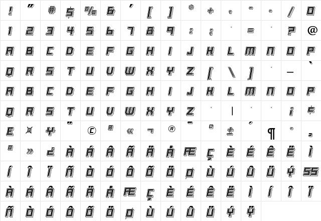 BassetRR Regular  glyph index