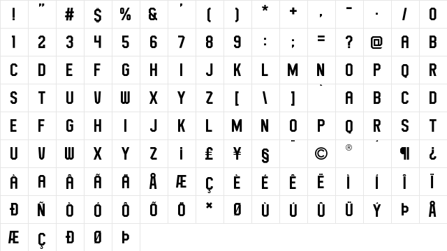 Big Star Regular  glyph index