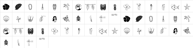 Tropicana BV Regular  glyph index