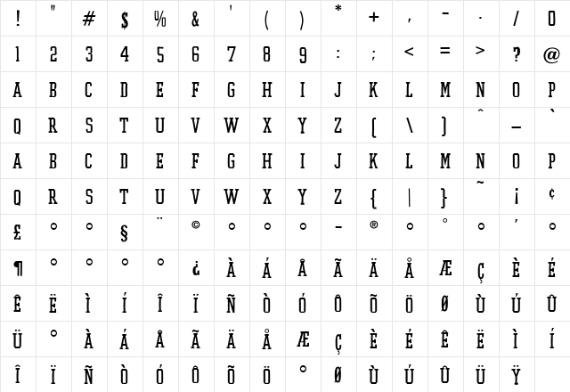 Flyerfonts Regular  glyph index