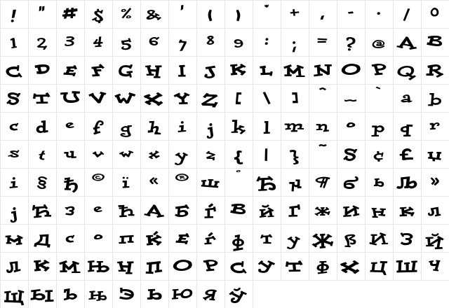 DoloresCyr Black  glyph index