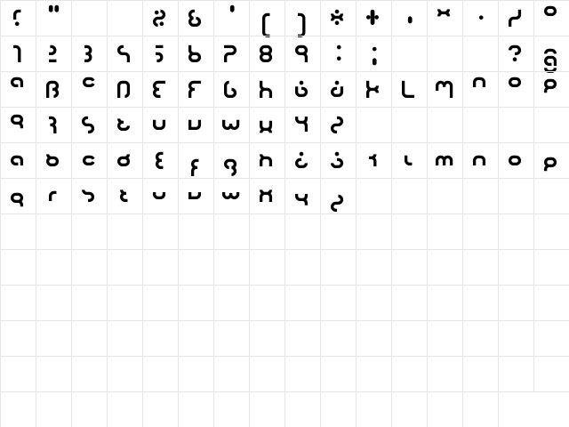 hyper 2000 Regular  glyph index
