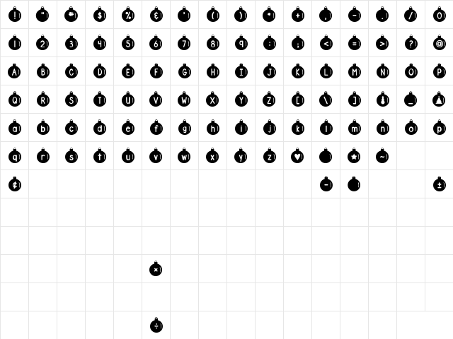 DJB Ornamental 2 Regular  glyph index