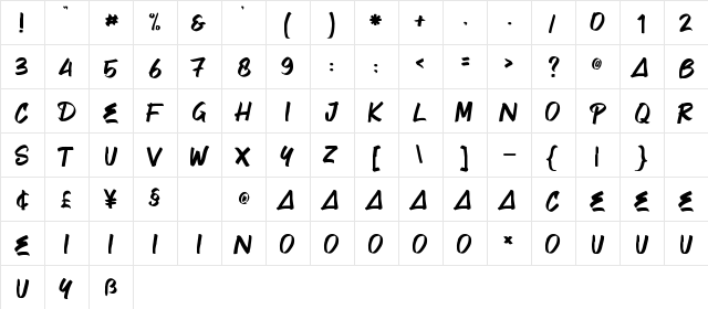 Urban Retro Regular  glyph index