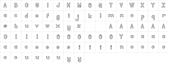 Fairry E Demo Serif Outline Regular  glyph index