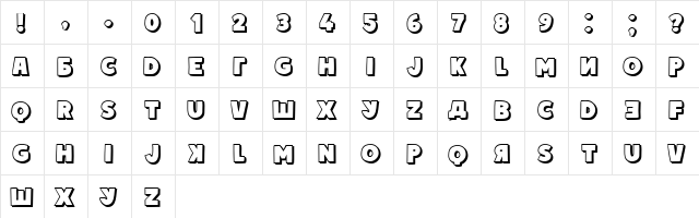Ukrainian Princess Shadow Regular  glyph index