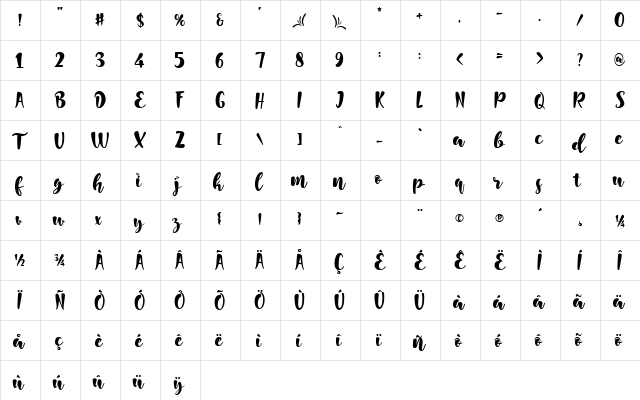 Good Things Regular  glyph index