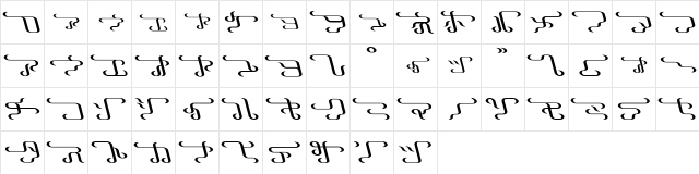 Alarla Regular  glyph index