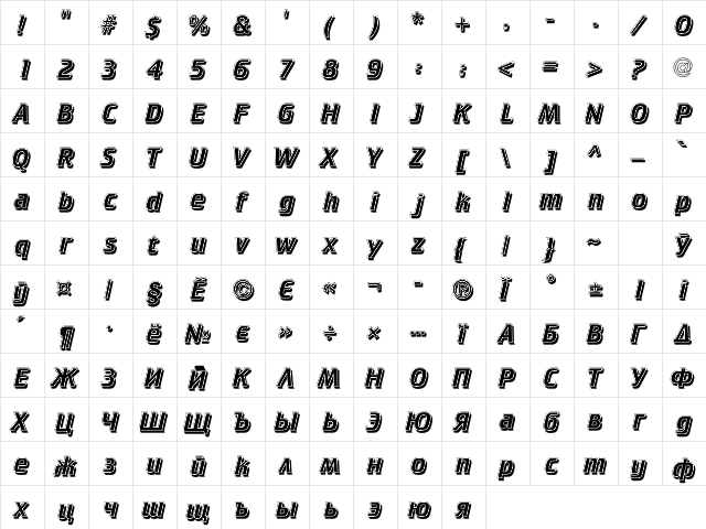 CricketInlineShadow Normal  glyph index