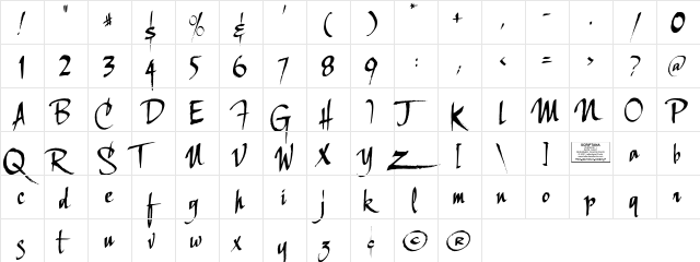 LHFScriptanaCOND Regular  glyph index