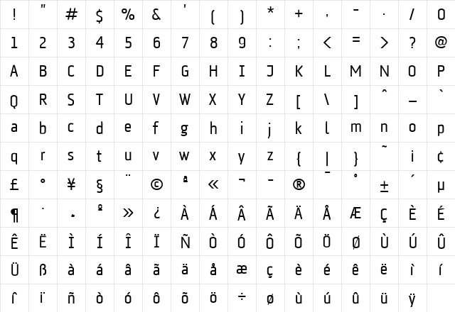 AFKlampenborg Regular  glyph index