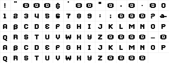 Mobile Regular  glyph index