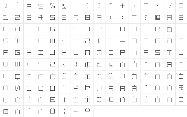 Amaya Technical Regular  glyph index