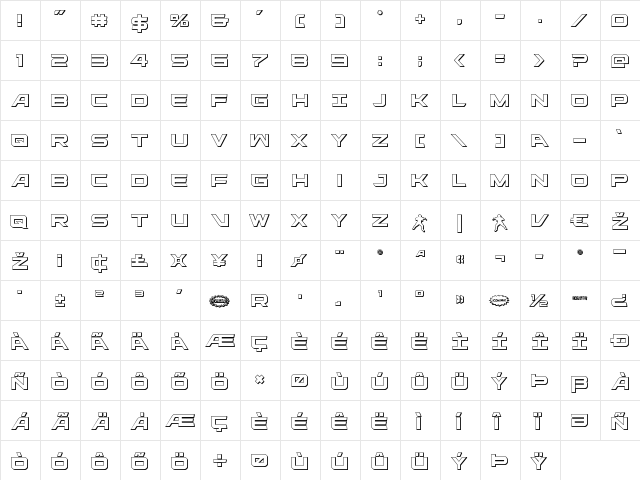 Ghost Clan 3D Regular  glyph index