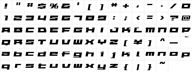 ELEPHANT A Oblique  glyph index