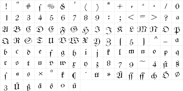 FrungturaFS Regular  glyph index