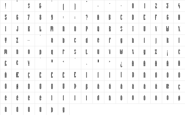 Lagniappe-Inline Regular  glyph index
