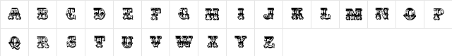 Davies-RomantiqueCaps Regular  glyph index