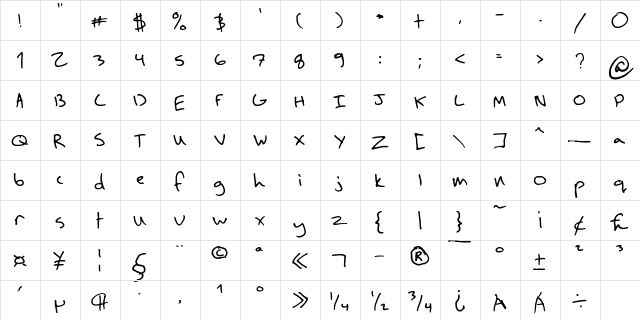 FG Chris Regular  glyph index