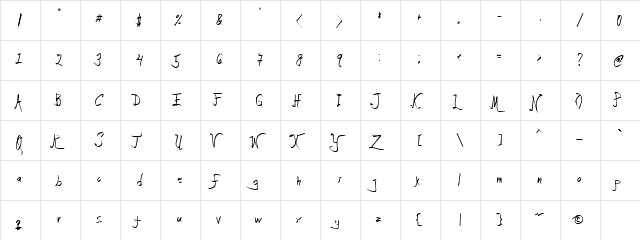 Quest of Lies Regular  glyph index