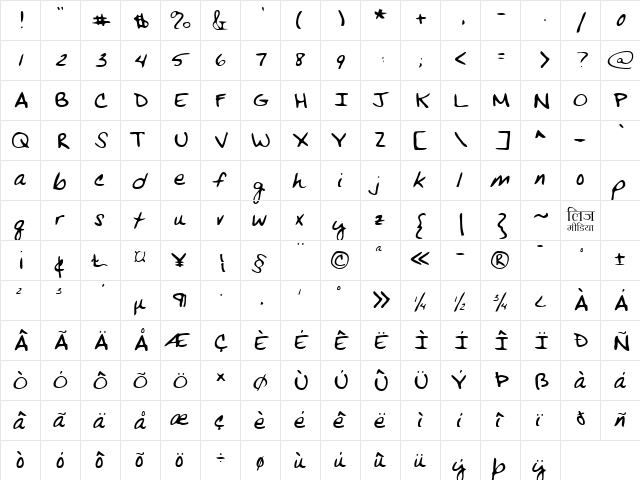 LEHN269 Regular  glyph index