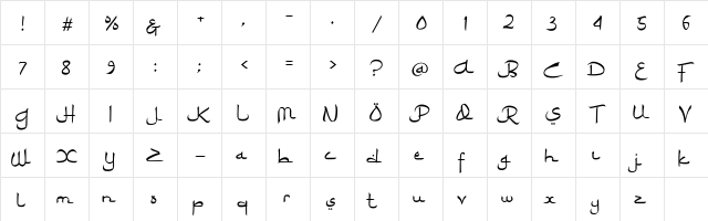 Ramadhan Karim Regular  glyph index